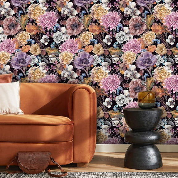 UMIGGEE 17.7-in x 393-in Floral Wallpaper Multicolor Peel and Stick Wallpaper Self Adhesive Wall Paper Contact Paper for Home Mural Wall Decor Wall Covering Old Furniture Renovation
