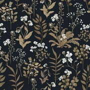 UMIGGEE 17.3-in x 393-in Floral Wallpaper Peel and Stick Floral Black Wallpaper Self Adhesive Flower Wall Paper Contact Paper Home Decor Wall Covering Old Furniture Renovation