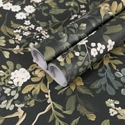 UMIGGEE 17.7-in x 393-in Floral Wallpaper Peel and Stick Floral Wall Wallpaper Self Adhesive Flower Wallpaper Contact Paper Home Decor Wall Covering Old Furniture Renovation