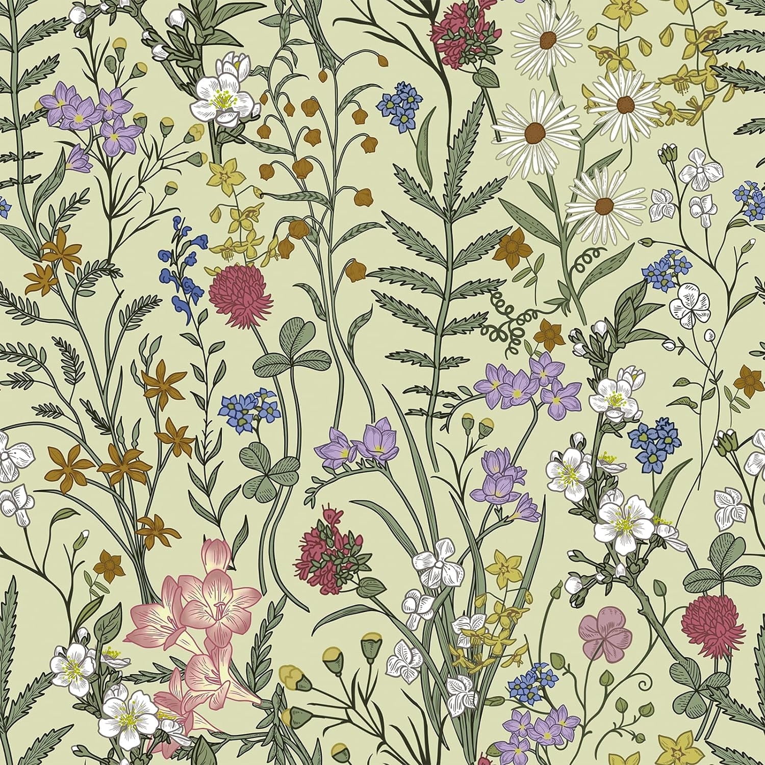 UMIGGEE 17.7-in x 393-in Floral Wallpaper Peel and Stick Flower Wall Paper Self Adhesive Wallpaper Contact Paper Removable Wallpaper for Home Decor Wall Covering Old Furniture Renovation