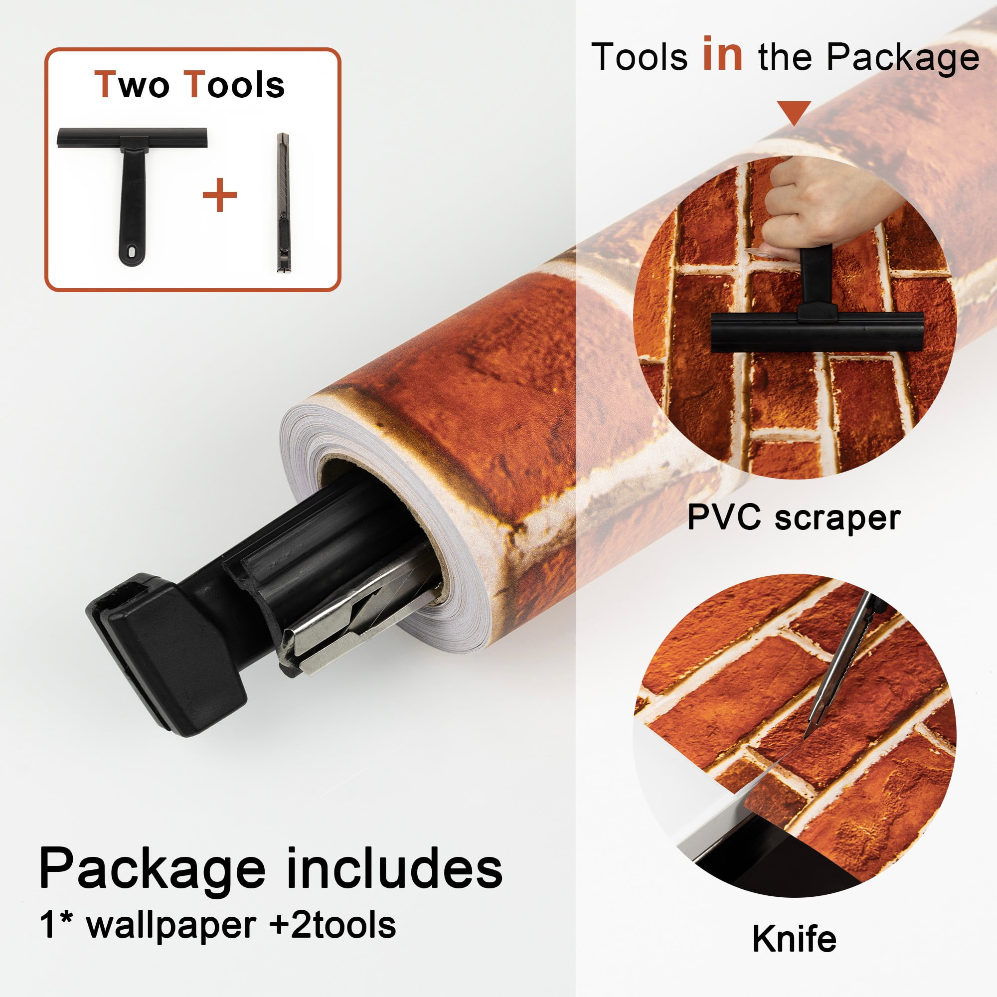 UMIGGEE 17.7-in x 472-in Red Brick Wallpaper Vintage Brick Wallpaper Peel and Stick Wallpaper Self Adhesive Removable Decorative Contact Paper for House Decoration PVC DIY