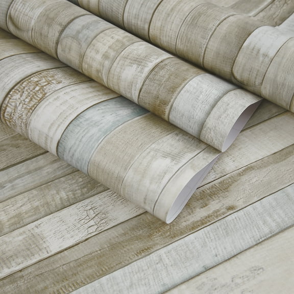 UMIGGEE 17.7" x 393" Wood Wallpaper Rustic Distressed 3D Brown&Blue Wood Peel and Stick Wallpaper Self-Adhesive Removable Wall Paper Home Decorative Contact Paper Vintage Wood Panel Wooden Vinyl Film