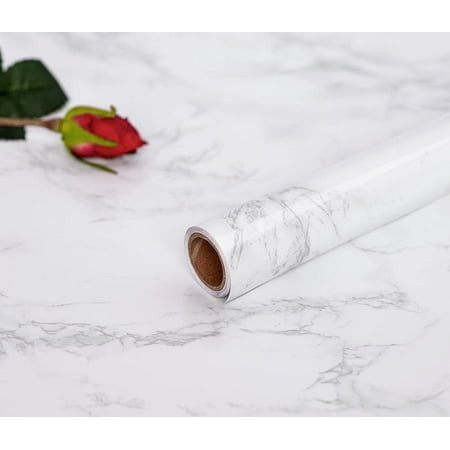 UMIGGEE 23.62" x 196.8" Gray/white Marble Wallpaper Peel and Stick wallpaper Self-Adhesive Removable Film for Kitchen Countertop Cabinet Furniture Home Decorative Contact Paper