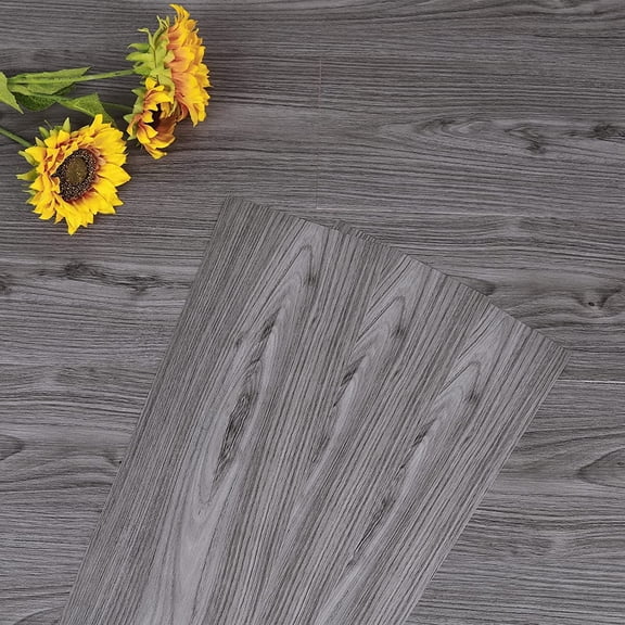 UMIGGEE 6"x35" 20-pcs Peel and Stick Floor Tile Grey Vinyl Flooring Natural Gray Wood Grain Vinyl Flooring Easy to Install Removable for Kitchen Dinning Room Bedroom etc (Cover 29sq. ft.)