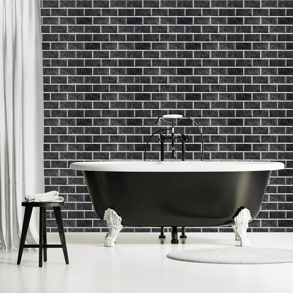 UMIGGEE Backsplash Tile for Kitchen Peel and Stick, 24-Sheet for Kitchem, Bathroom Back Splashes, 11.8" x 5.9", Black