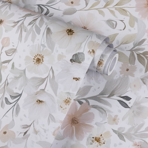 UMIGGEE Floral Wallpaper Peel and Stick White Wallpaper Self Adhesive Floral Wall Paper Multicolor Contact Paper 17.3-in x 118-in Home Decor Wall Covering Old Furniture Renovation