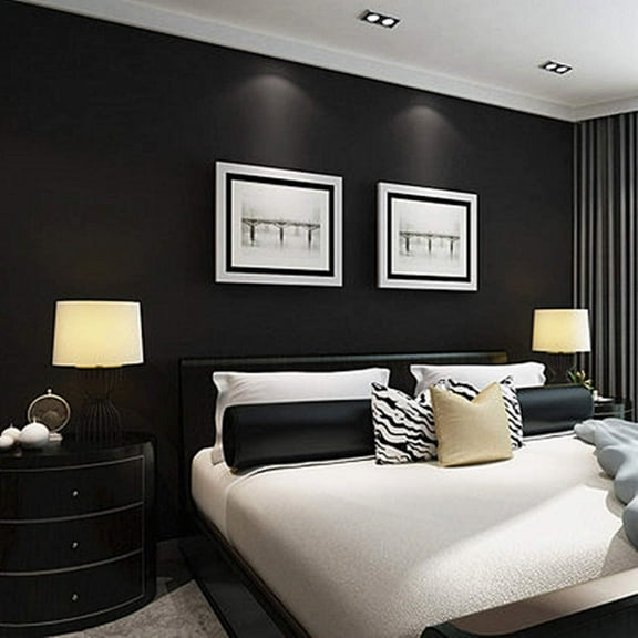 UMIGGEE Black Wallpaper 15.74" x 236.2" (Cover 25.8 sq. ft.)Black Peel and Stick Wallpaper Textured Self Adhesive Removable Vinyl Film Contact Paper for Cabinets Wall Decoration Coverings