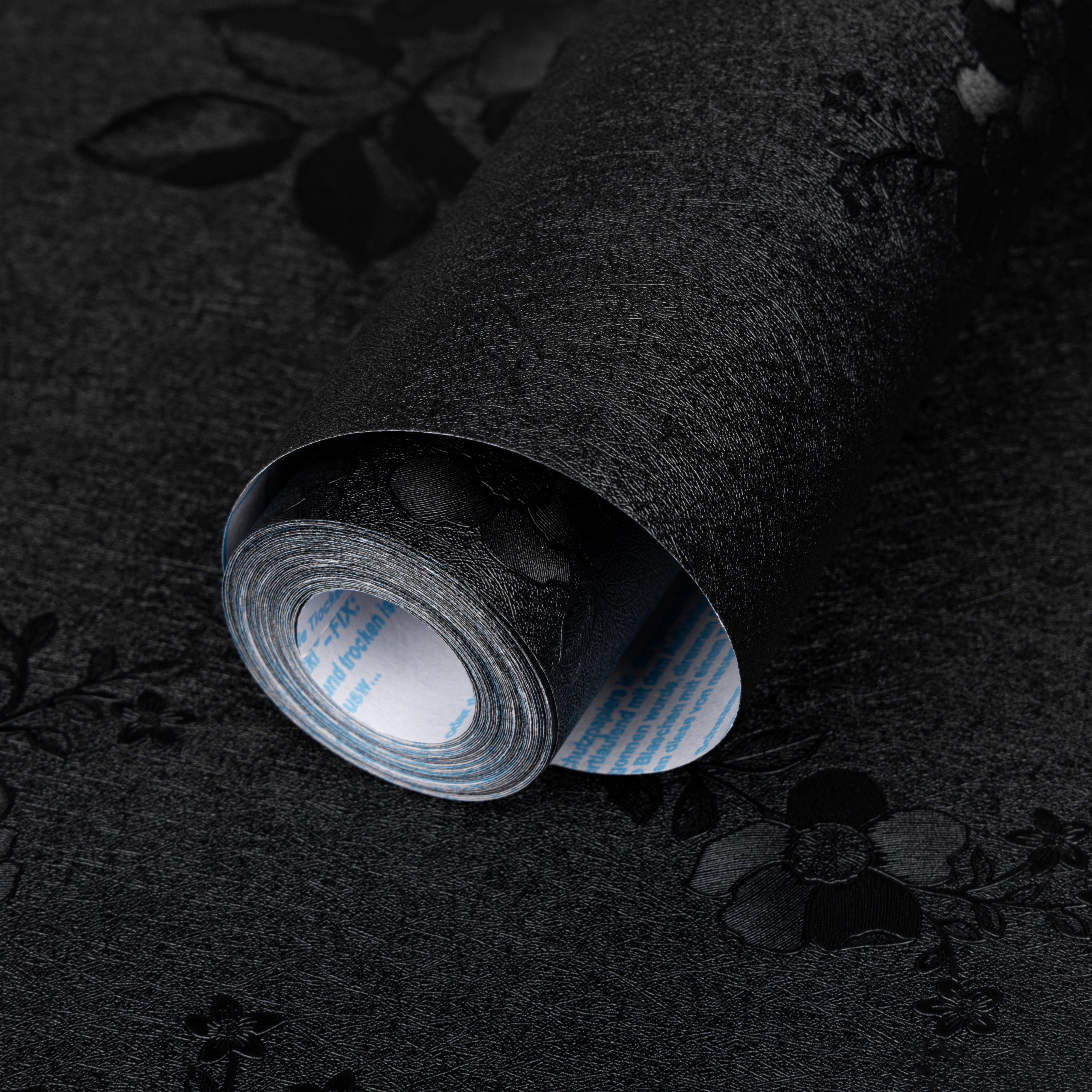 UMIGGEE Black Wallpaper 17.7-in x 118-in Embossed Rose Self Adhesive Wall Paper Gray Peel and Stick Wallpaper Vinyl Contact Paper for Home Decoration Cabinet Furniture Renovation