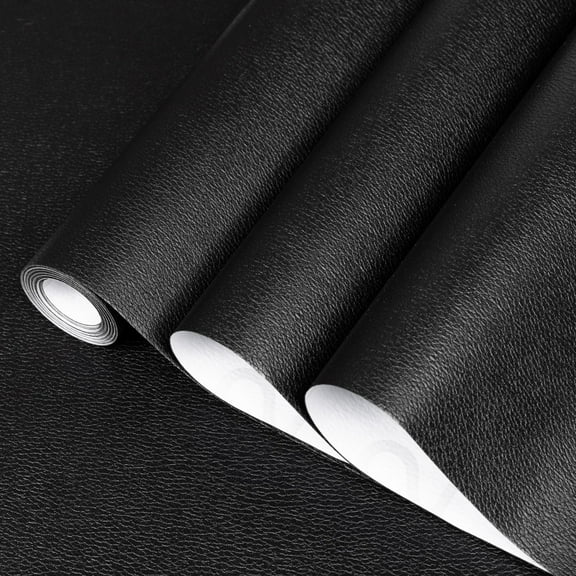 UMIGGEE Black Wallpaper Peel and Stick Wallpaper 15.7-in x 236-in Leather Contact Paper Removable Self-Adhesive Wall Paper Film for Furniture Home Decoration