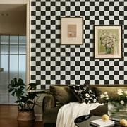 UMIGGEE Black and White Checkered Pattern Wallpaper Peel and Stick Wallpaper 15.7-in x 118-in Contact Wallpaper Self-Adhesive Removable Wallpaper Covering for Kitchen Bedroom Home Renovation