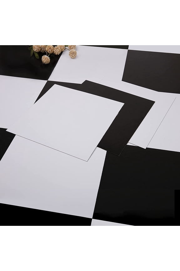 Black and White Vinyl Flooring 12"x12" (10Pcs/Pack) Peel and Stick Floor Tile/Coverings Easy to Install for Kitchen Living Room (10 sq. ft./Pack, 5 Black and 5 White)
