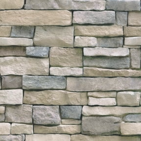 UMIGGEE Brown Stone Brick Wallpaper 17.7" x 118" Peel and Stick Stone Self-Adhesive Removable Vinyl Wallpaper Faux 3D Stone Look Brick Shelf Paper