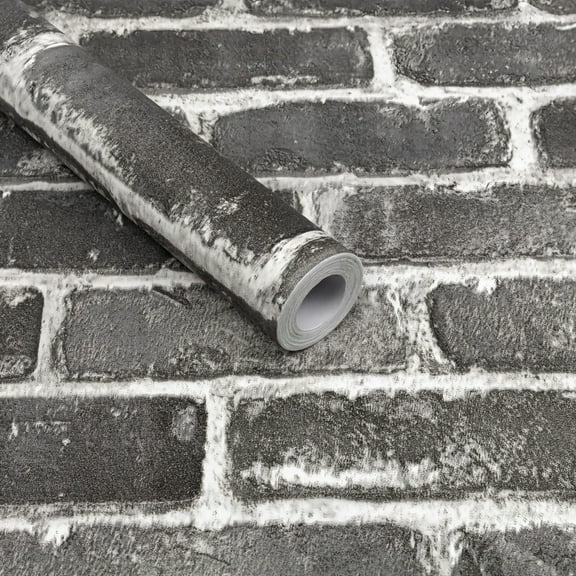 UMIGGEE Dark Grey Brick Wallpaper 17.5"x118" Textured Wallpaper Self Adhesive Wallpaper Industrial Style Wall Paper Removable Home Decorative DIY Wall Covering Old Furniture Renovation