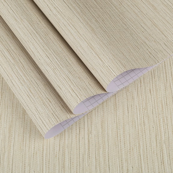 UMIGGEE Faux Grass Cloth Textured Beige Wallpaper Peel and Stick Wallpaper 17.3-in x 118-in Self-Adhesive Removable Contact Paper for Furniture