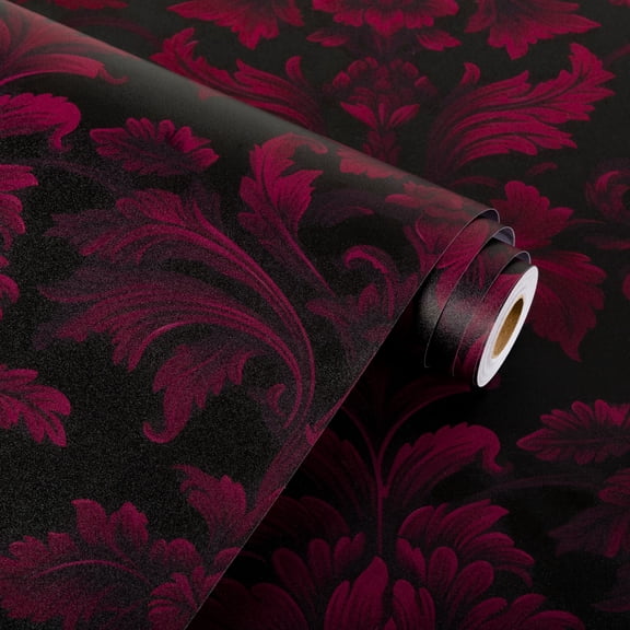 UMIGGEE Floral Boho Black Retro Peel and Stick Wallpaper 17.3-in x 118-in Multi-color Removable Wallpaper Self Adhesive Wallpaper for Cabinets Home Decoration Wall Covering Old Furniture