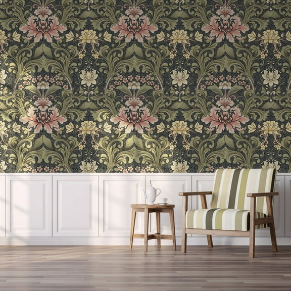 UMIGGEE Floral Boho Green Retro Peel and Stick Wallpaper 17.7" x 118" Multi-color Removable Wallpaper Self Adhesive Wallpaper for Cabinets Home Decoration Wall Covering Old Furniture Renovation