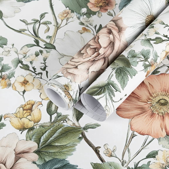 UMIGGEE Floral Wallpaper Multicolor Peel and Stick Wallpaper Self Adhesive Wall Paper 17.3-in x 118-in Contact Paper for Home Mural Wall Decor Wall Covering Old Furniture Renovation