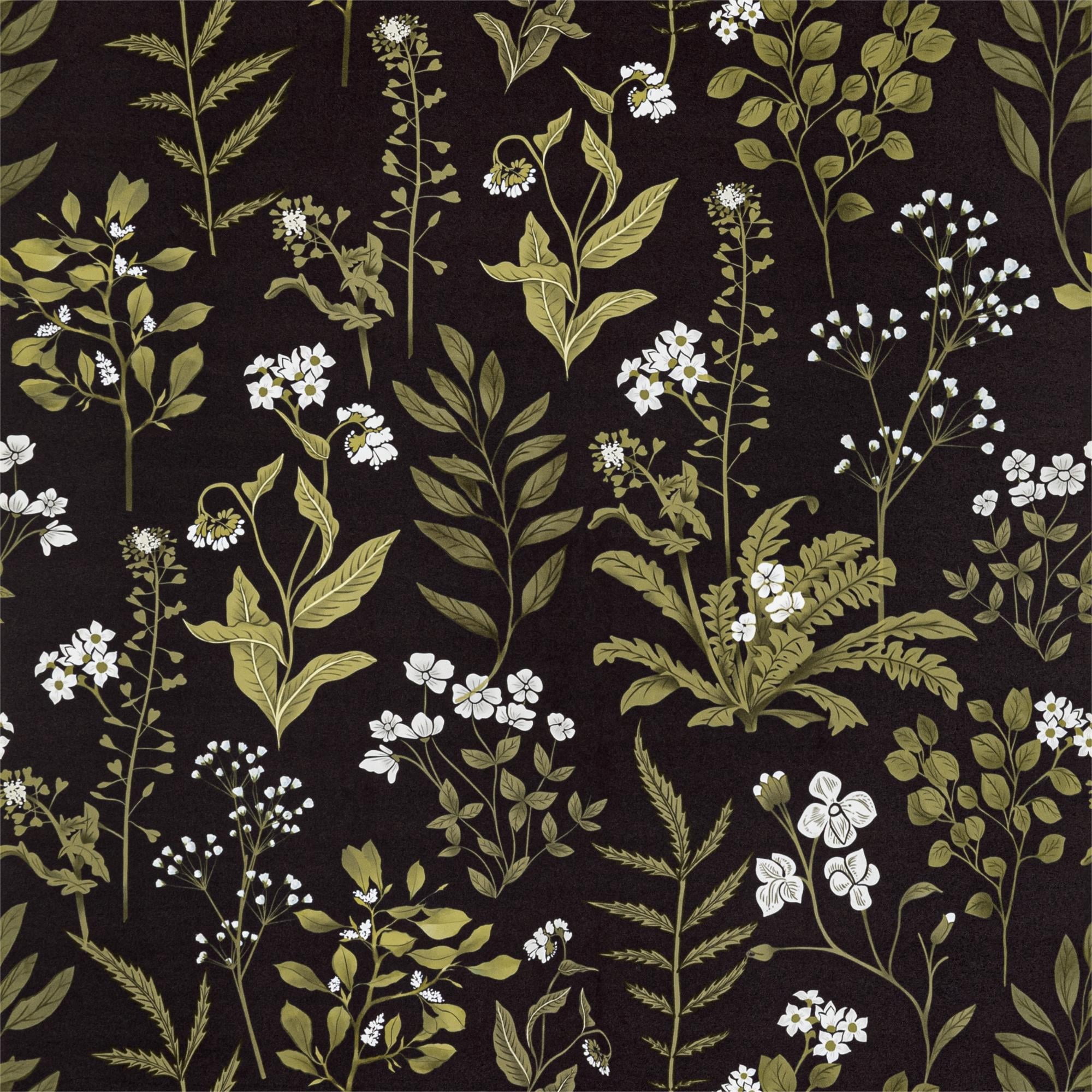 UMIGGEE Floral Wallpaper Peel and Stick Floral Black Wallpaper Self Adhesive Green Leaves Floral Contact Paper 17.3-in x 118-in Home Decor Wall Covering Old Furniture Renovation