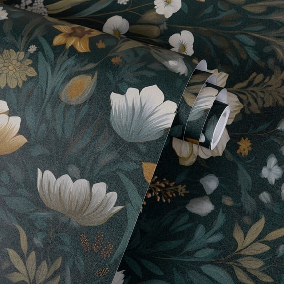 UMIGGEE Floral Wallpaper Peel and Stick Floral Wallpaper 17.3-in x 118-in Self Adhesive Flower Wall Paper Contact Paper Home Decor Wall Covering Old Furniture Renovation