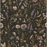UMIGGEE Floral Wallpaper Peel and Stick Wallpaper Self Adhesive Black Wall Paper Contact Paper 17.3-in x 118-in Home Decor Wall Covering Old Furniture Renovation