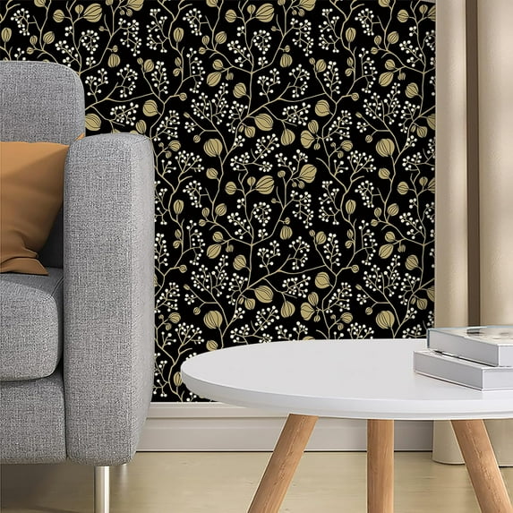 UMIGGEE Flower Wallpaper Black Multicolor Peel and Stick Wallpaper Self Adhesive Wall Paper 17.7"x118" Contact Paper for Home Mural Wall Decor Wall Covering Old Furniture Renovation