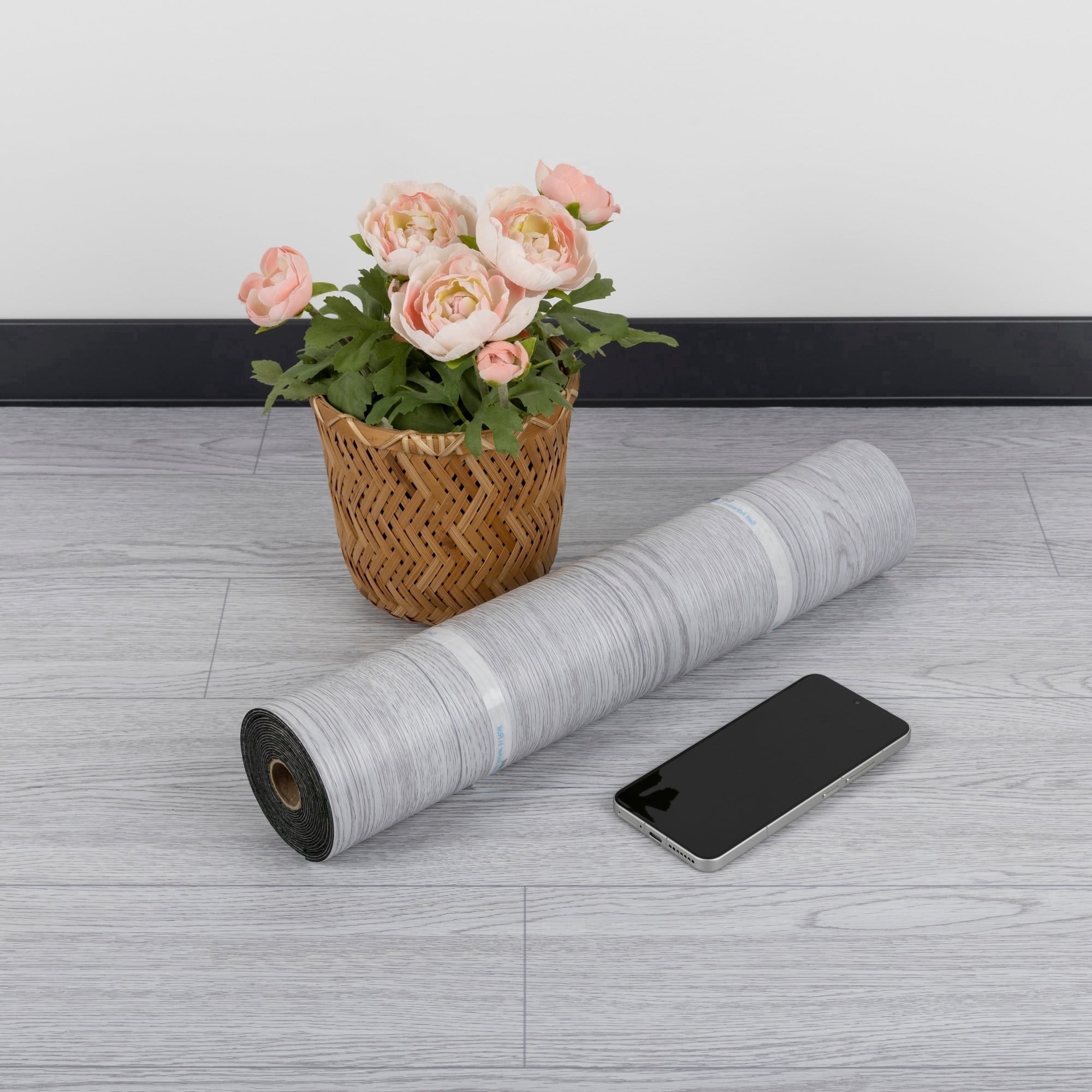 UMIGGEE Gray Peel and Stick Vinyl Flooring Roll 15.7-in x 118-in/12.8 Sq.Ft Thicken Self-Adhesive Vinyl Wood Grain Floor Wear-Resistant Easy DIY Install Home Decor