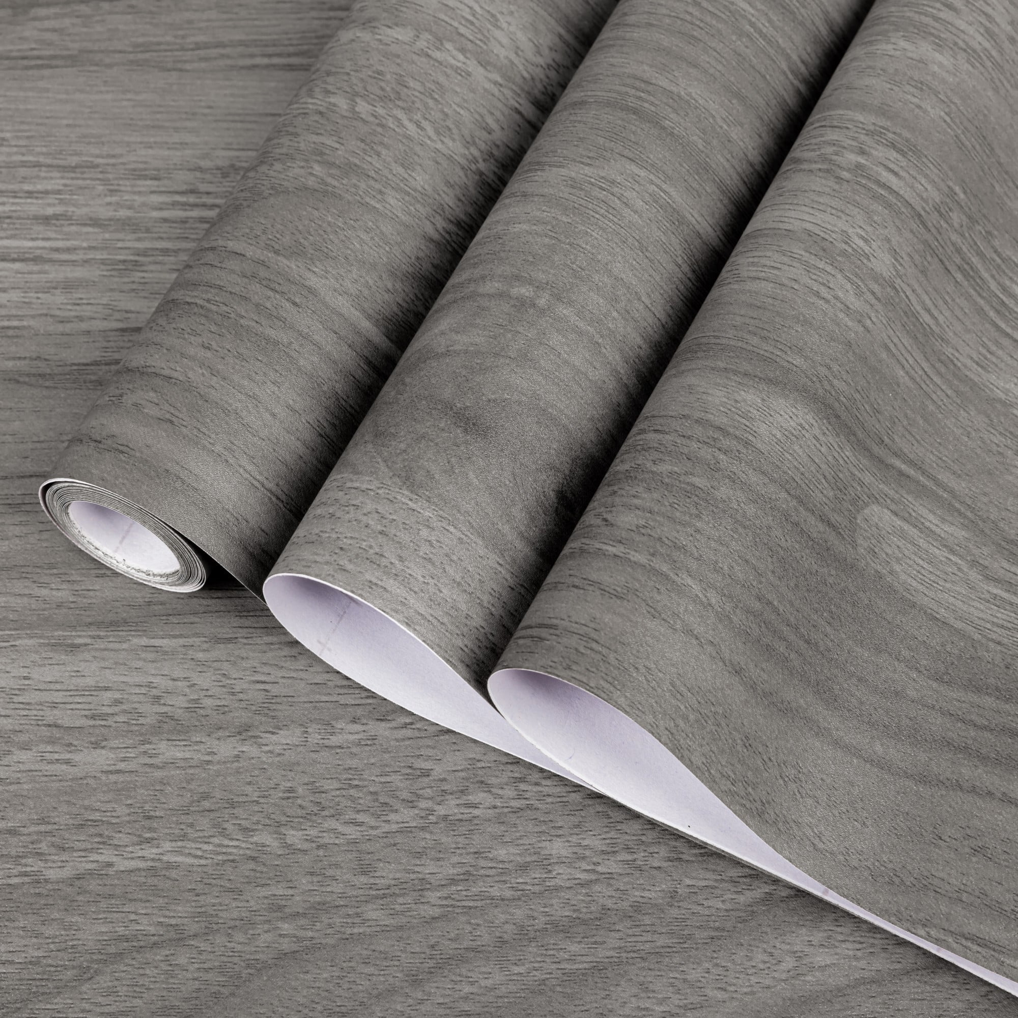 UMIGGEE Gray Wood Wallpaper 15.7-in x 236-in Peel and Stick Wallpaper Wood Grain Contact Paper Removable Self-Adhesive Wood Wall Paper Film for Furniture Decoratio Home Decor Wall Covering