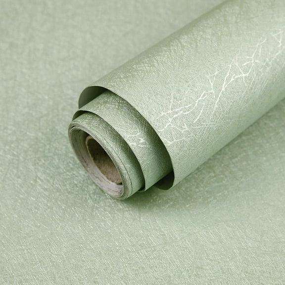 UMIGGEE Green Silk Wallpaper 15.74" x 118" Peel and Stick Wallpaper Self Adhesive Wallpaper Removable Wallpaper Vinyl Furniture Countertop Shelf Paper Texture