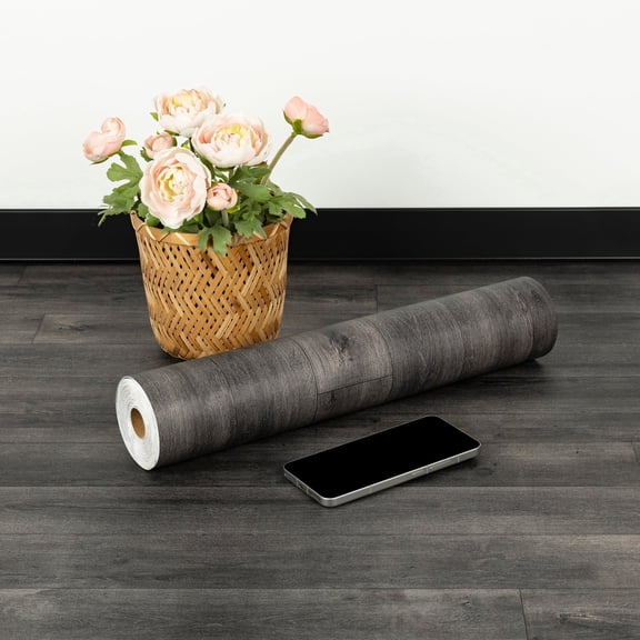 UMIGGEE Grey Peel And Stick Flooring 15.7-in x 118.11-in/12.8 Sq.Ft Self-Adhesives Vinyl Wood Grain Flooring For Living Room Kitchen Bedroom Easy DIY Install Home Decor