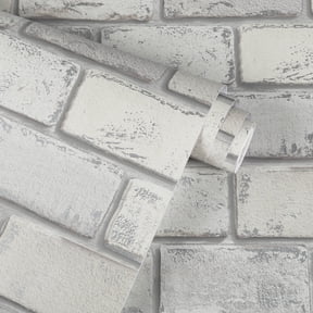 UMIGGEE Grey and White Stick and Peel Wallpaper 17.3-in x 118-in Brick Wallpaper Textured Pattern Removable Self Adhesive Vinyl Contact Paper for Furniture