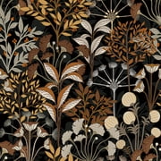 UMIGGEE Leaf Wallpaper 17.7"x393" Multicolor Peel and Stick Wallpaper Self Adhesive Wall Paper Boho Black/Brow Floral Leaf Contact Paper for Home Mural Wall Decor Wall Covering Old Furniture Renovatio