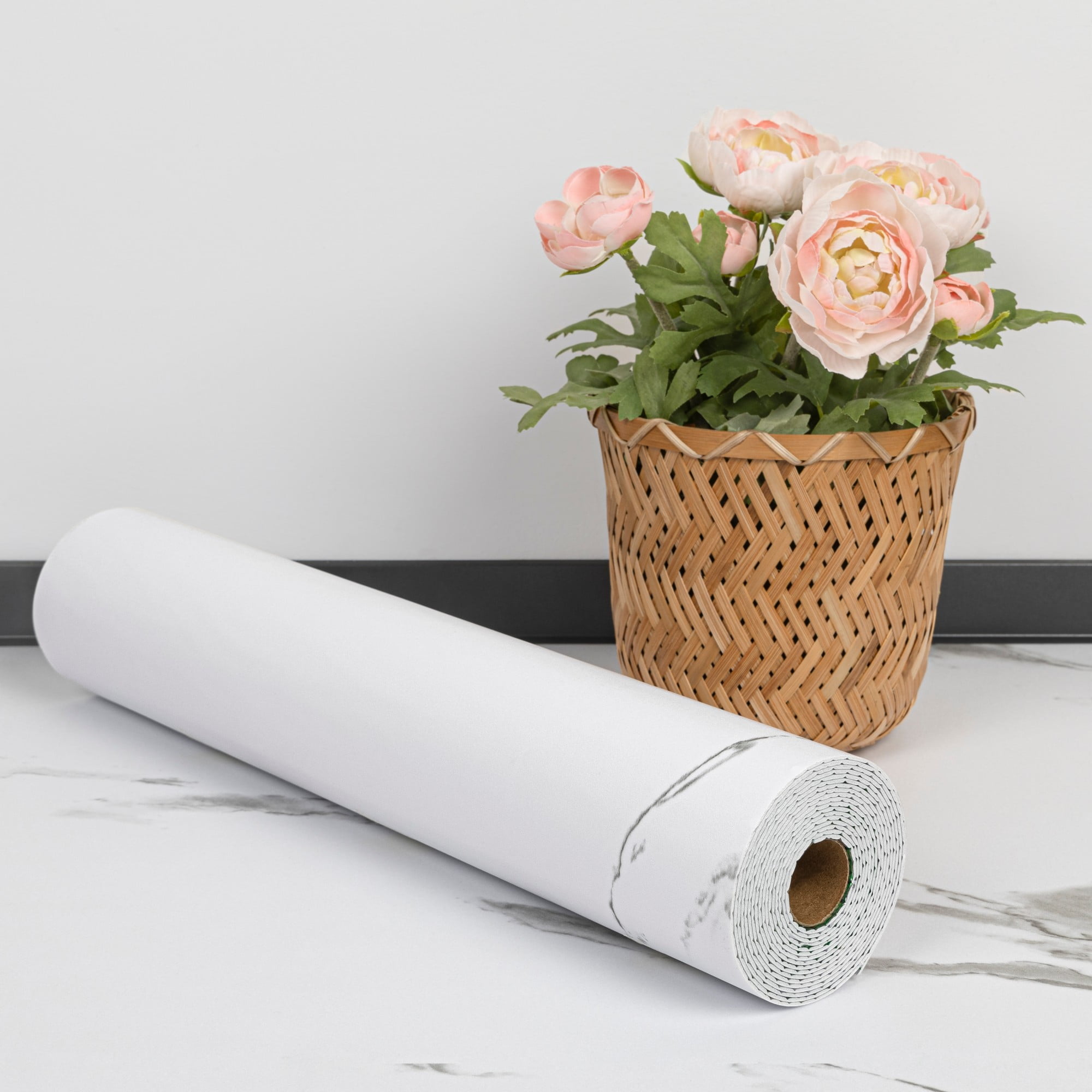 UMIGGEE Marble Peel and Stick Vinyl Flooring Roll 15.7-in x 118-in/12.8 Sq.Ft Thicken Self-Adhesive Vinyl White Marble Floor Wear-Resistant Easy DIY Install Home Decor
