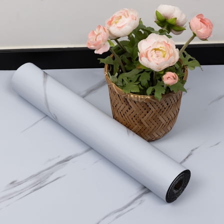 UMIGGEE Marble Peel and Stick Vinyl Flooring Roll 15.7-in x 118-in/12.8 Sq.Ft Thicken Self-Adhesive Vinyl White Marble Floor Wear-Resistant Easy DIY Install Home Decor