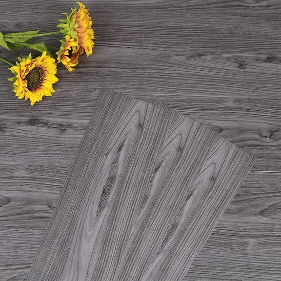UMIGGEE Peel and Stick Floor Tile Gray Vinyl Flooring 6"x35" 10 PCS/Pack Natural Grey Wood-Look Vinyl Flooring Easy to Install and Removable for Kitchen, Dinning Room, Bedroom, etc. (14.5Sq. Ft.)