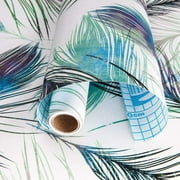 UMIGGEE Peel and Stick Wallpaper 17.7" x 118" Feather Pattern Self Adhesive Stick Contact Paper for Furniture Surfaces Cabinet Home Decoration Paper Easy to Use