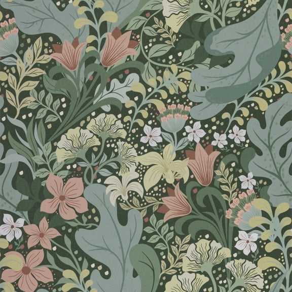 UMIGGEE Peel and Stick Wallpaper Green Floral Wallpaper Self Adhesive Removable Wallpaper Waterproof Contact Paper for Living Room Bedroom Decor 17.7" x 118"