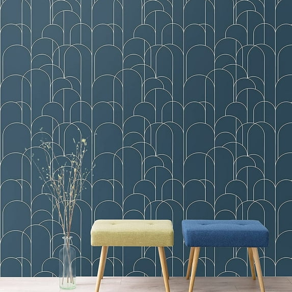 UMIGGEE Peel and Stick Wallpaper Modern Blue Geometric Wallpaper 17.7 in X 275 in Self-Adhesive Removable Wallpaper Matte Wallpaper for Home Decoration Furniture Renovation
