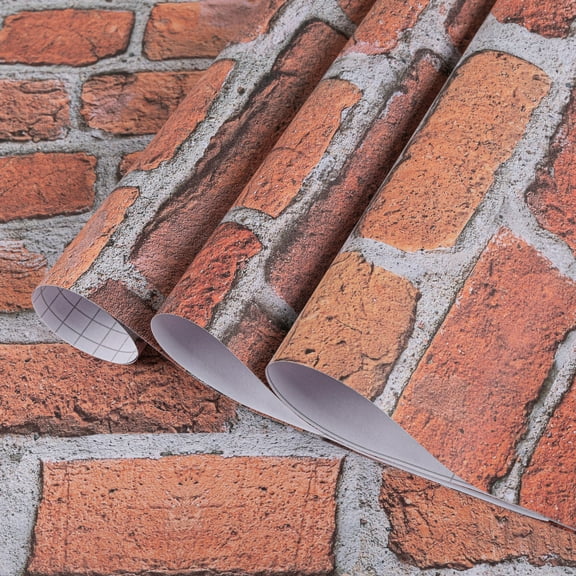 UMIGGEE Red Brick Wallpaper Peel and Stick Wallpaper Brick Wallpaper 17.3-in x 118-in Self-Adhesive Removable Decorative Contact Paper for House Decoration PVC DIY