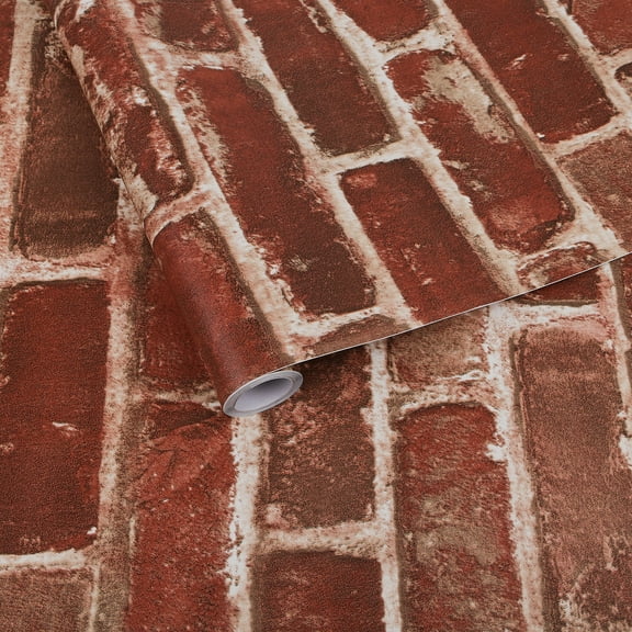 UMIGGEE Red Brick Wallpaper Peel and Stick Wallpaper Vinyl Self Adhesive Vintage Brick Pattern Removable Wallpaper 17.5-in x 118-in for Backsplash Bedroom Home Decor Wall Covering