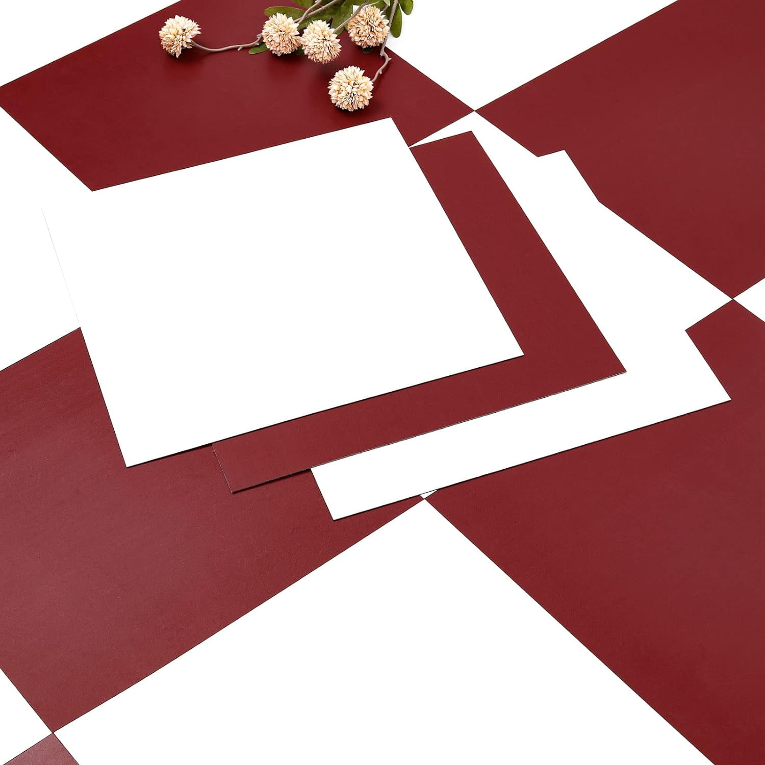 UMIGGEE Red and White Vinyl Flooring 12"x12" (10Pcs/Pack) Peel and Stick Floor Tile/Coverings Easy to Install for Kitchen Living Room (10 sq. ft./Pack, 5 Black and 5 White)