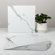UMIGGEE White Marble Peel and Stick Floor Tile Self Adhesive Vinyl Flooring 12-in x12-in x1.0mm (10-pcs)For Kitchen Living Room Bedroom Home Decoration (10 Sq. ft./Pack)