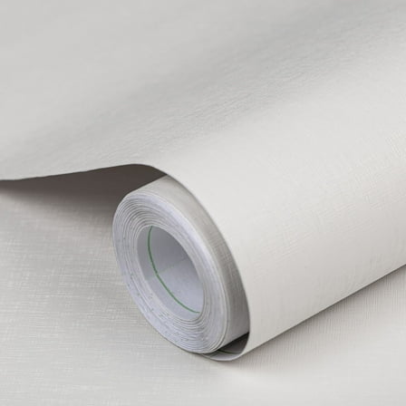 UMIGGEE White Texture Wallpaper 15.7-in x 118-in Faux Grasscloth Imitation Cloth Peel and Stick Vinyl Wallpaper Self-Adhesive Removable Contact Paper for Home Decoration