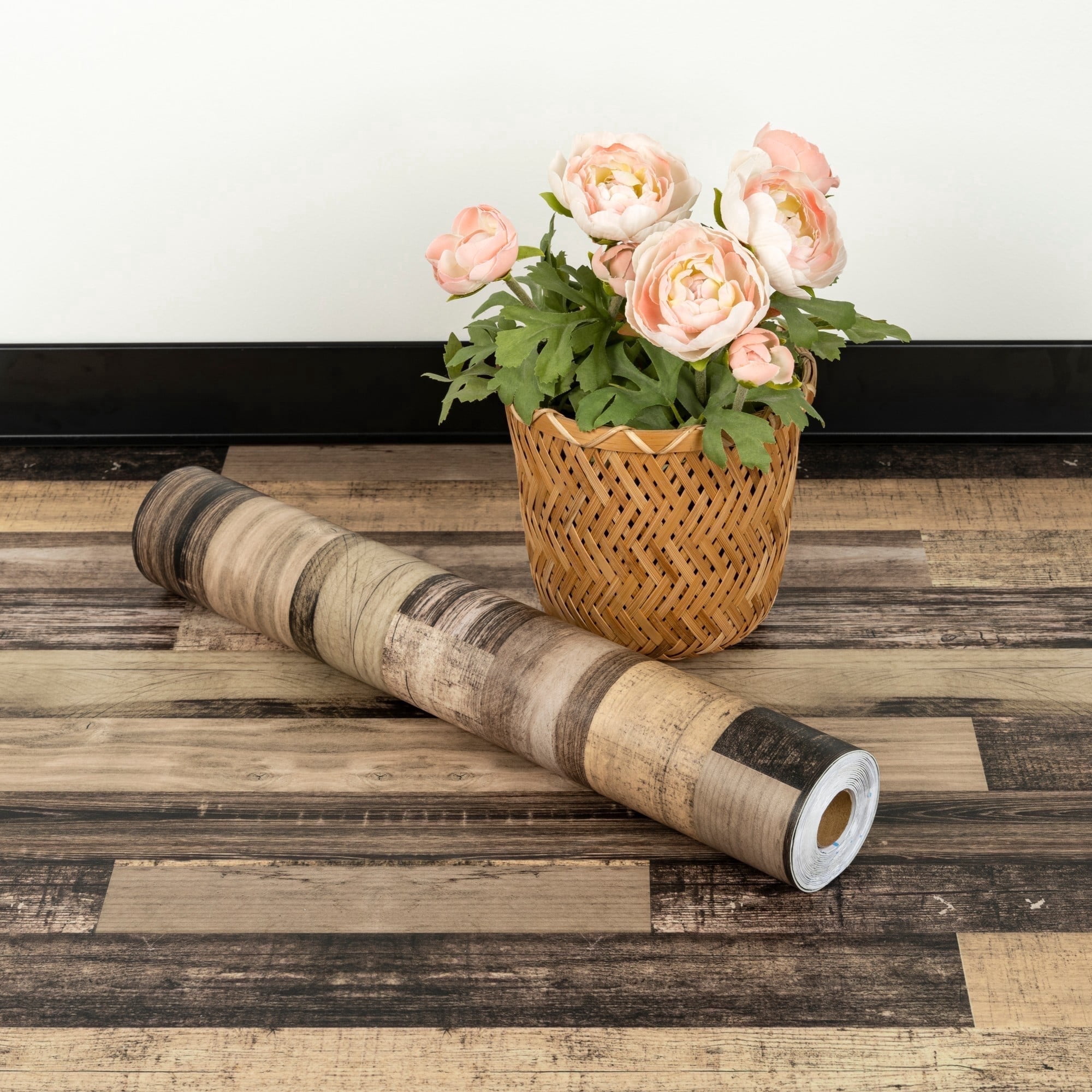 UMIGGEE Wood Grain Peel and Stick Vinyl Flooring Roll, 15.7-in x 118-in/12.8 Sq.Ft Self-Adhesive Vinyl Wood Grain Floor,Versatile Design for Any Space And Easy DIY Install Home Decor