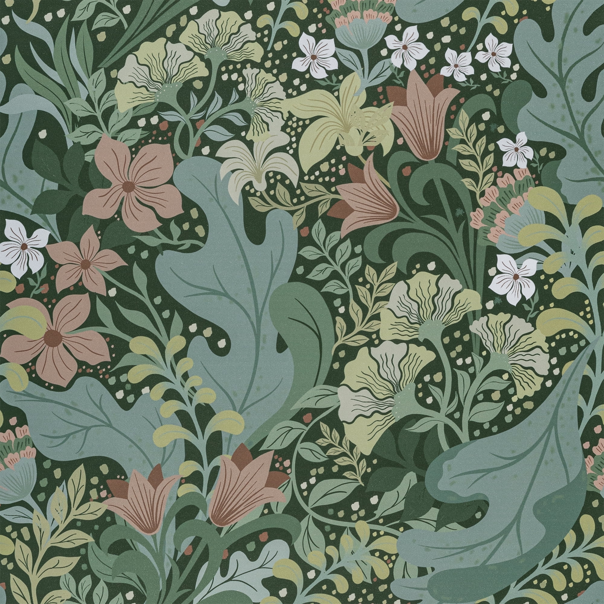 UMIGGEE 17.3-in x 236-in Peel and Stick Wallpaper Green Floral Wallpaper Self Adhesive Removable Wallpaper Waterproof Contact Paper for Living Room Bedroom Decor