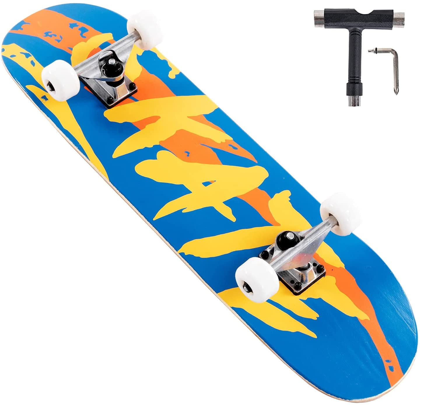UMINEUX 31 Inch Skateboard, Pro Complete Skateboard for Girls/Boys Beginners, 7 Layer Northeast