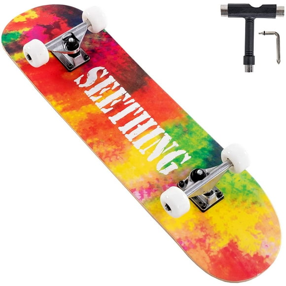 UMINEUX 31 Inch Skateboard, Pro Complete Skateboard for Girls/Boys Beginners, 7 Layer Northeast Maple Double Kick Concave Skateboards for Kids Youth Teens Adults (Red)