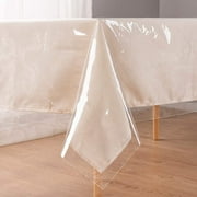 UMINEUX Clear Plastic Tablecloth Protector Heavy Duty Vinyl Table Cover 100% Waterproof Oil Proof Wipeable for Indoor Outdoor Dining Table Use(54x54 Inch, Square )