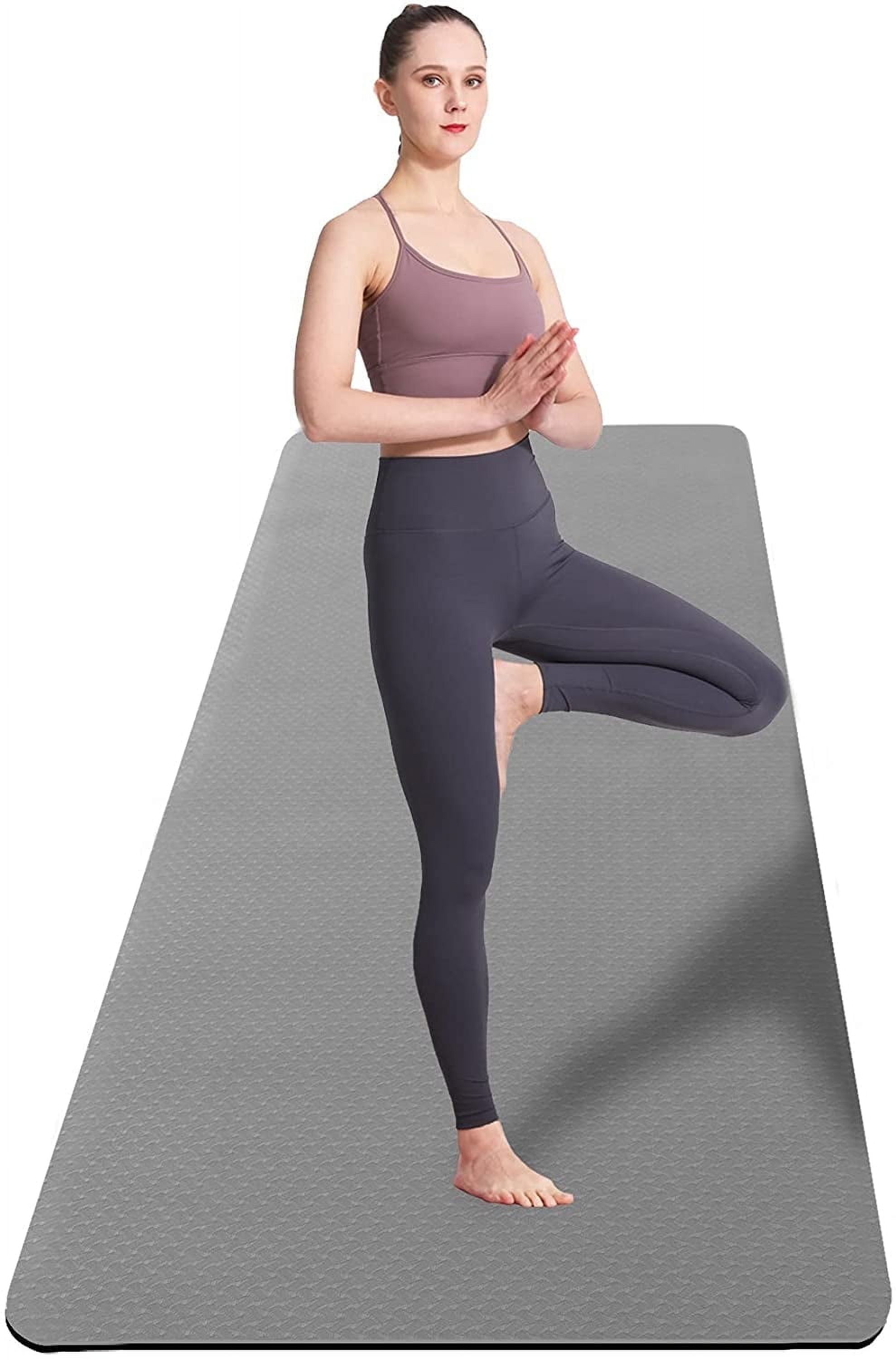 UMINEUX Extra Wide Yoga Mat 1/4" Thickness TPE Yoga Mats Non Slip, Gray