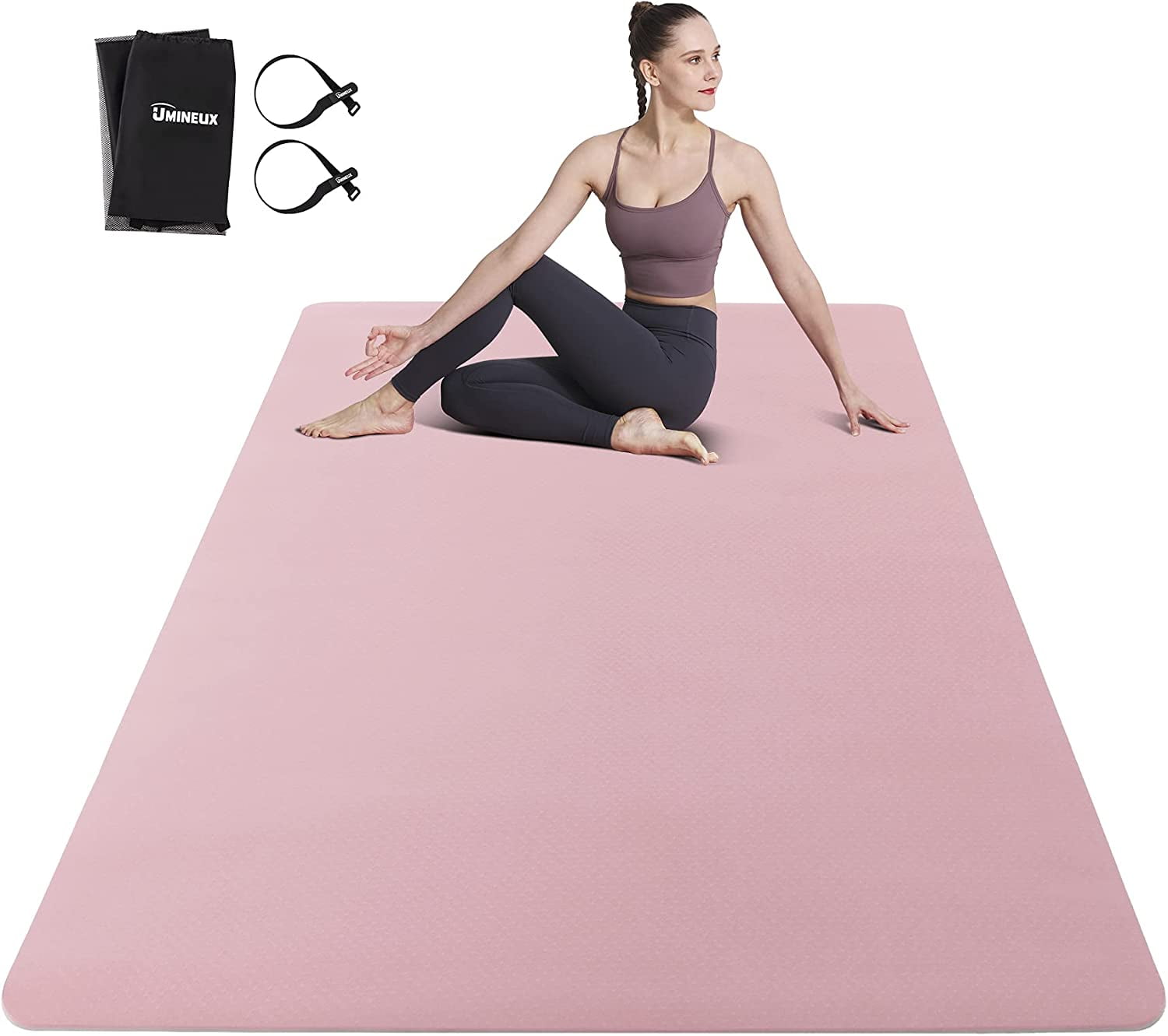 UMINEUX Large Yoga Mat for Men and Women 1/4 Inch Extra Thick TPE Fitness Mat for Home Gym Workout, Non-Slip