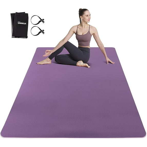 UMINEUX Large Yoga Mat for Men and Women 1/4 Inch Extra Thick TPE Fitness Mat for Home Gym Workout, Non-Slip